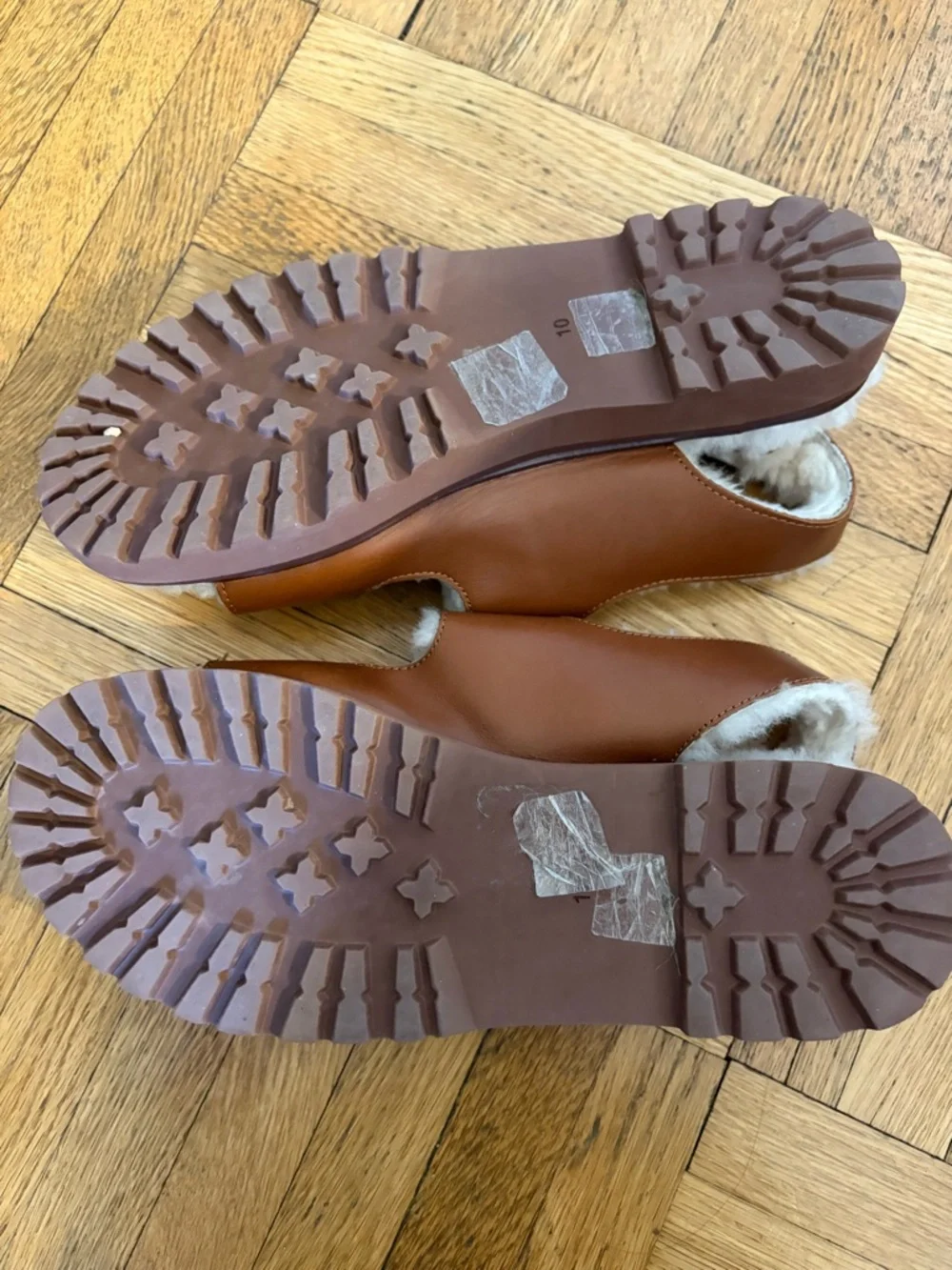 Madewell Brown Leather Shearling Lined Buckle Sandals - Picture 2 of 3